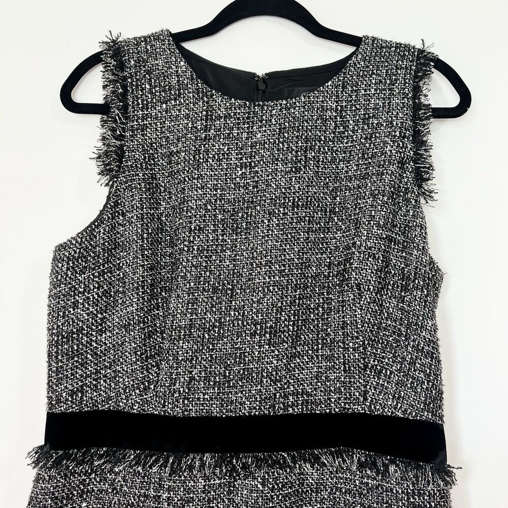J. Crew Sparkling Constellation Sheath Dress Black Metallic Tweed Sz 12T Tall - Picture 3 of 13